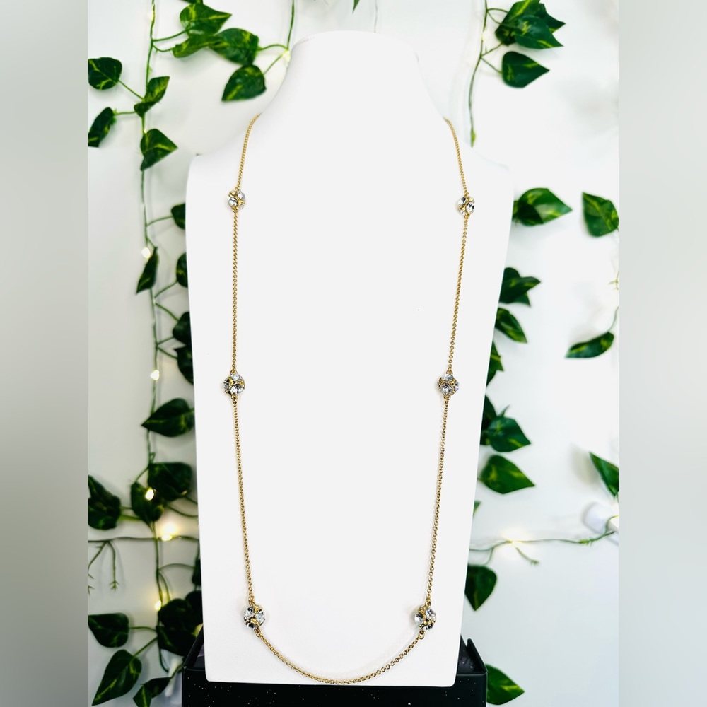💛🤍 KATE SPADE Dainty Crystal Beaded Long 30” Necklace 🤍💛